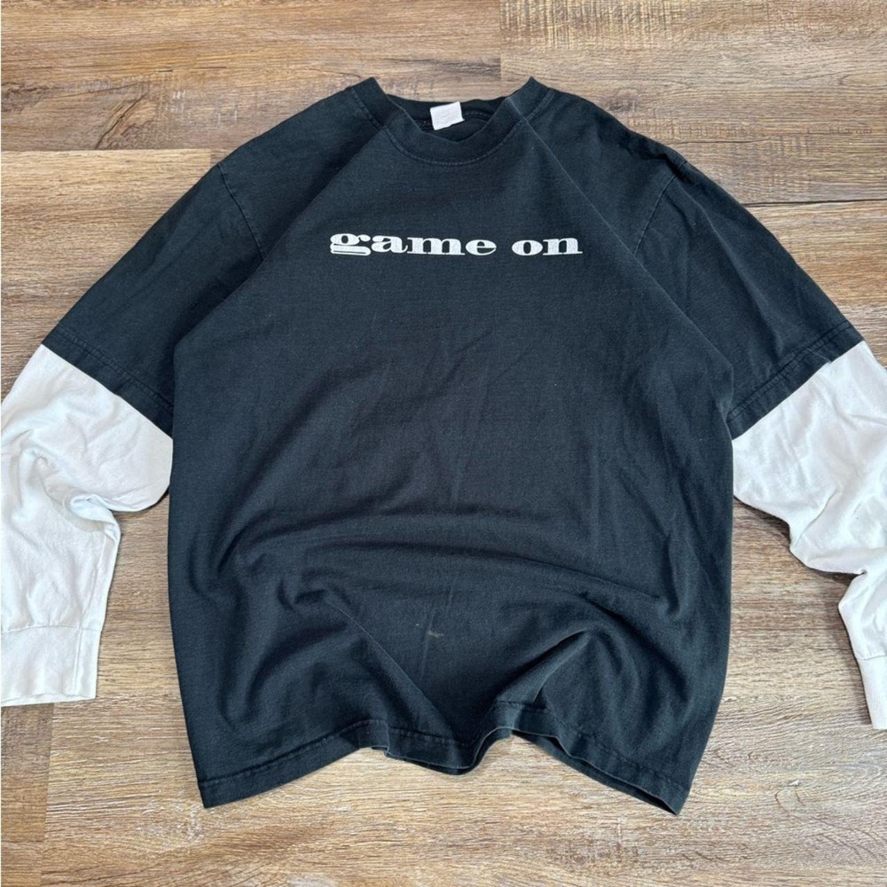 Mountain Dew Game On Y2K Layered Long Sleeve T Shirt Mens XL Black White Graphic